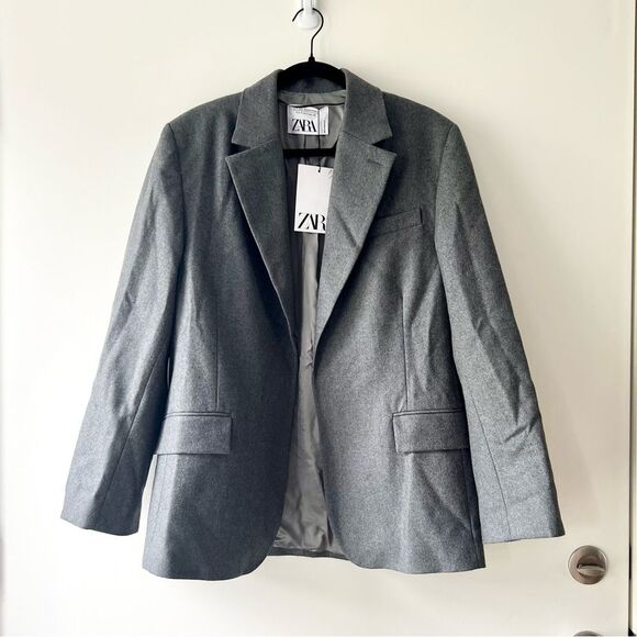 NWT Zara Limited Edition Wool Blazer in Dark Grey - Picture 6 of 9